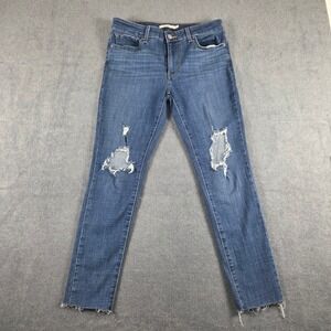 Levi's 711 Skinny Jeans Womens 29 Blue Good Distressed Raw Hem 18881-0656